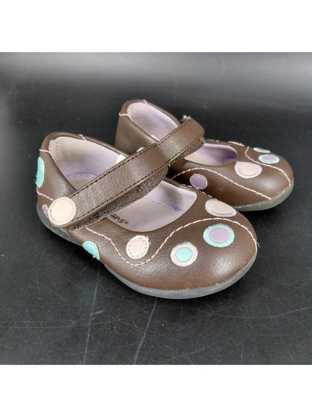 Jumping Beans Shoes Girls Size 5 Brown Mary Jane Flats Polka Dot Toddler